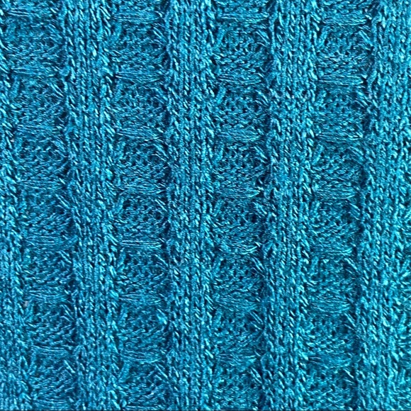 Teal Blue Waffle Knit Top, Raglan Sleeves, Tunic Length Soft & Cozy, Chaser, New - Picture 9 of 12